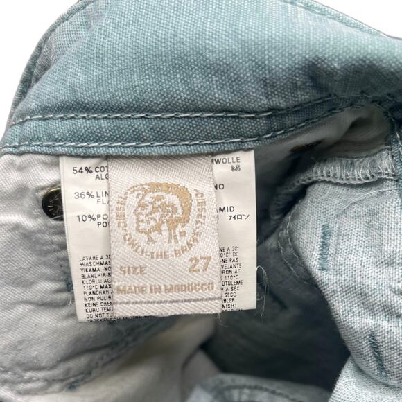 Y2K Vintage Diesel Blue Trouser Pants size 27 Linen Cotton - Picture 2 of 3